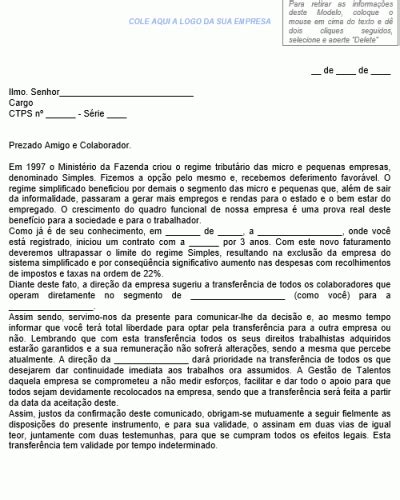 Exemplo De Comunicado De Transfer Ncia De Empresa