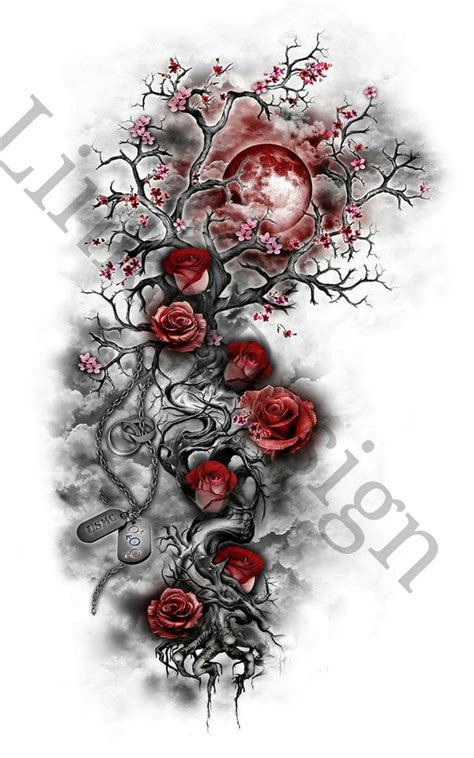 Rose Cherry Blossom Tree And Skull Waterslide Decal For Tumblers Etsy