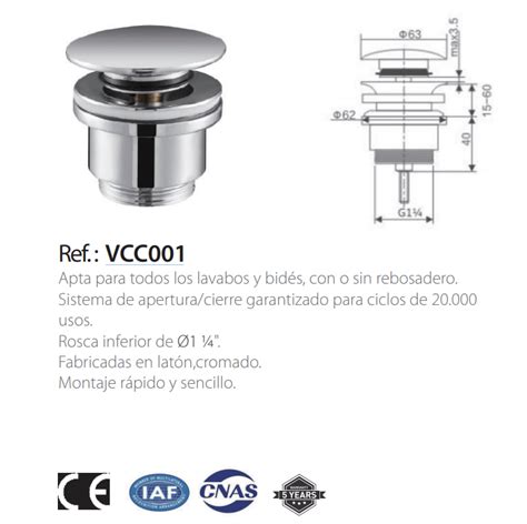 VÁLVULA CLICK CLACK COLOR CROMADO VCC001 Sumifon Clima