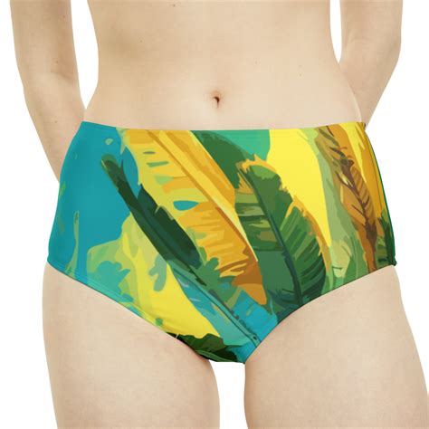 Tchabagadi Crown Bikini High Waist Bottoms Green Turquoise Yellow