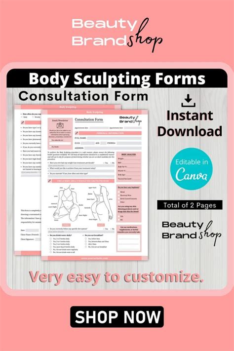 Editable Consultation Form Body Sculpting Forms Body Etsy Canada