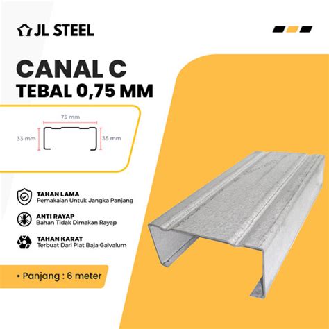 Jual Kanopi Atap Baja Ringan Kanal C 75 C75 RENG Galvalum TEBAL BERAT