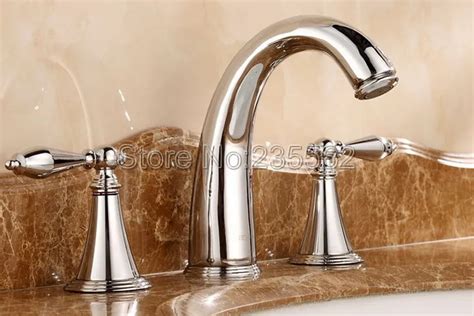 Polished Chrome 3 Hole Widespread Bathroom Basin Faucet Sink Bath Tub ...