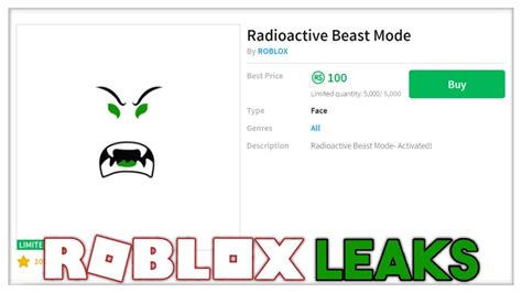 Roblox Radioactive Beast Mode Leaked Face Leaks And Predictions Youtube