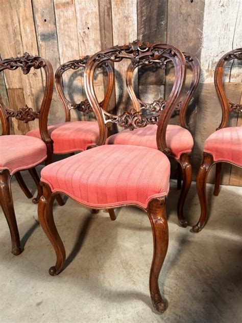 Antique Set Of Six Regency Rosewood Balloon Back Dining Chairs C