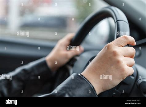 Driving A Car Hands On Steering Wheel Stock Photo Alamy