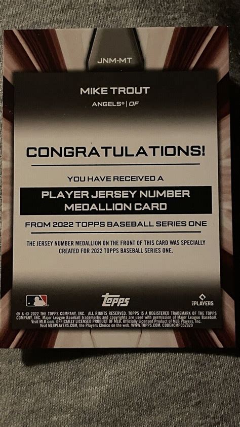 Topps Series Jersey Number Medallion Commemorative Relics Jnm