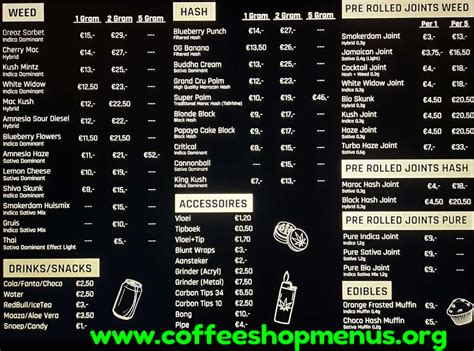 Smokerdam Latest Menu Coffeeshopmenus Org