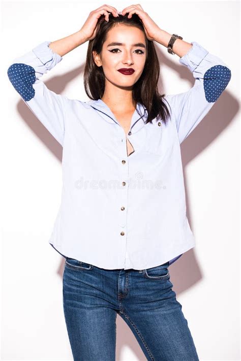 Cute Smiling Brunette Woman Girl Stock Photo Image Of Adult Naughty 79298520