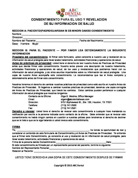 Disclosure Of Health Information Consent Spanish Medicalcenter1 Abc