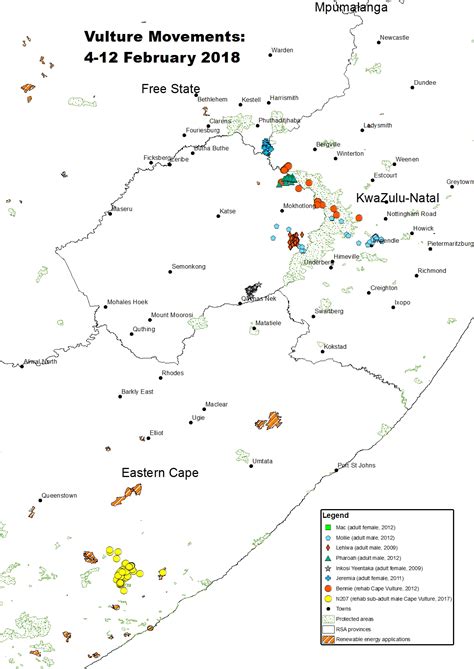 Satellite Tracked Vulture Movements February Project Vulture