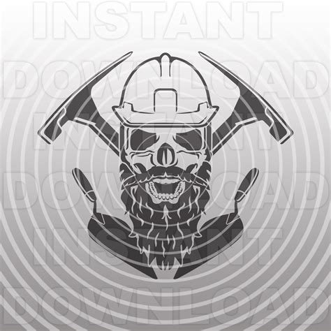 Crossed Pistons Mechanic Skull With Beard Svg File Car Racing Svg