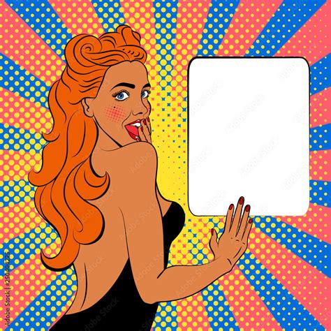 Sexy Surprised Blonde Pop Art Woman With Open Eyes And Open Mouth