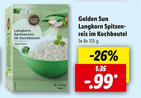 Golden Sun Langkorn Spitzenreis Im Kochbeutel Angebot Bei Lidl