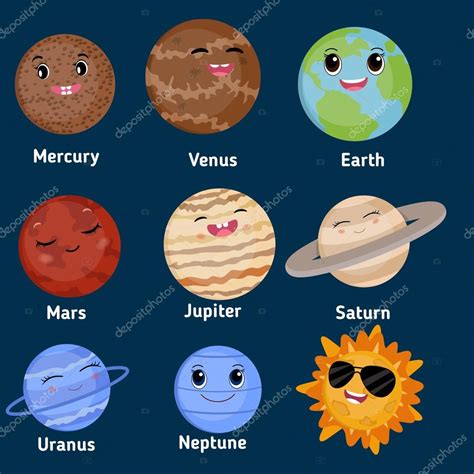 Dibujos Animados De Planetas Y Sol — Vector De Stock © Ninamunha 112049398