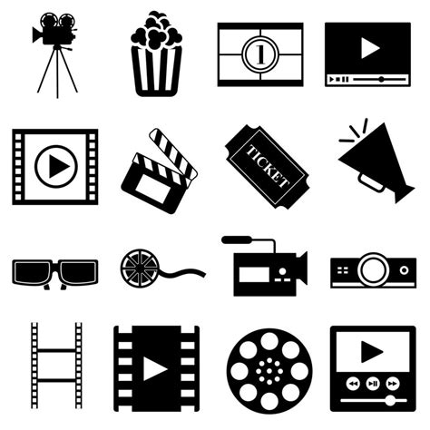 Conjunto De Iconos De Vector De Cine Colección De Símbolos De