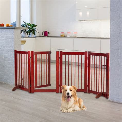 Kinbor Large Freestanding Foldable Pet Gate 4 Panels Indooroutdoor