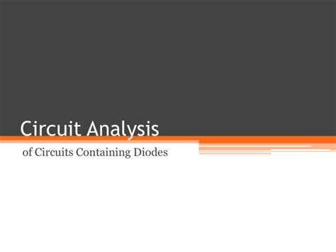 Diode Circuit Analysis