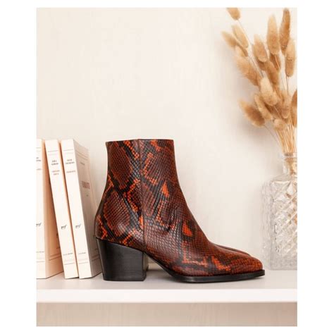 Bottines N Imprim Python Marron Rivecour