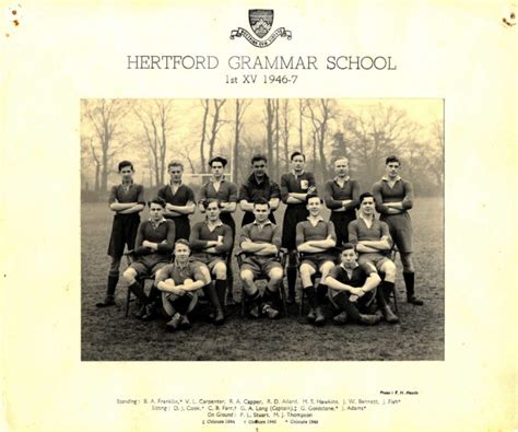 Hertford Grammar School 1st XV 1946-7 | Hertford Grammar School Sports Teams, 1940 - 49 | Our ...