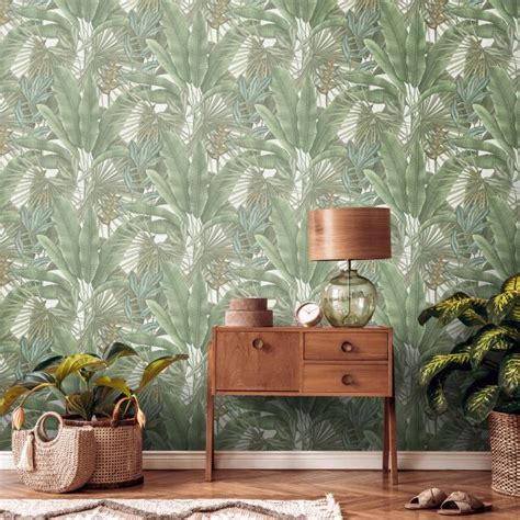 Exotic Jungle Textured Heavyweight Vinyl Wallpaper Green AS Creation