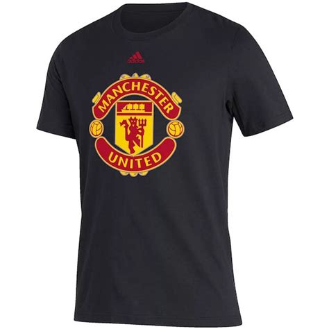 Adidas Manchester United Crest T Shirt Black Soccer Wearhouse