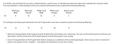 Solved In Fruit Flies The Phenotype For Eye Color Is