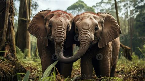 Photo Of Heart Melting Two African Elephants With An Emphasis On Expression Of Love Generative