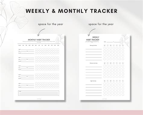 Habit Tracker Printable Weekly Monthly Yearly Templates Goal Planner