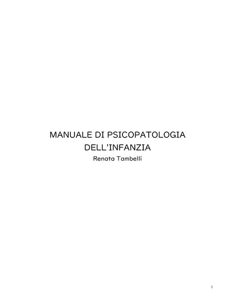 Renata Tambelli Manuale Di Psicopatologia Dell Infanzia Manuale Di