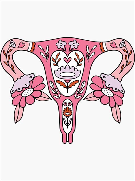 Cute Pink Floral Uterus Feminist Sticker Sticker For Sale By Ellacat98 Redbubble