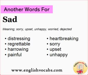 Another Word For Sad What Is Another Word Sad English Vocabs