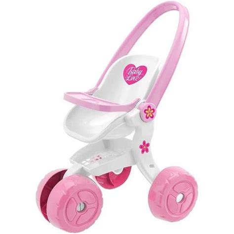 Carrinho De Boneca Baby Love Branco E Rosa Usual Brinquedos Carrinho