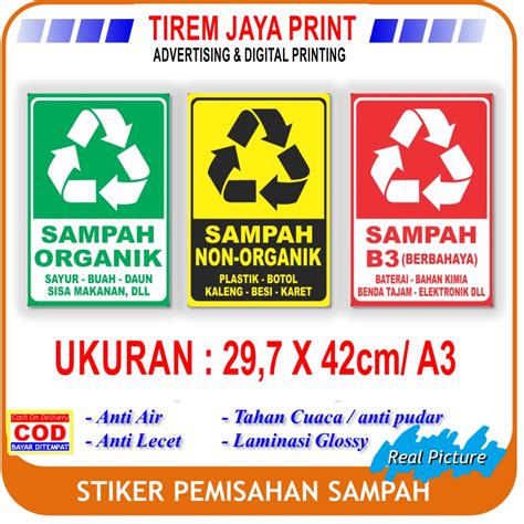 Jual Sticker Tempat Sampah Uk. A3 /Sampah Organik,Sampah AnOrganik ...