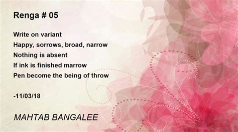 Renga 05 Poem By Mahtab Bangalee Poem Hunter