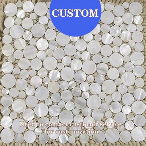 White Pearlized Penny Pebble Mother Of Pearl Mosaic Tile Pearl Tile