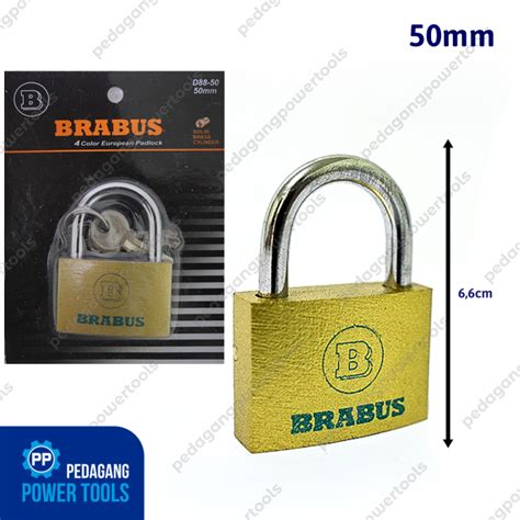 BRABUS GEMBOK KUNING 50 MM LEHER PENDEK KUNCI PAGAR RUMAH BESI PADLOCK