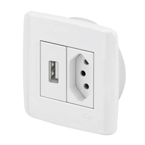 Tomada USB Embutir Em Móveis Ilumi 10a Móvel Branco danielEletro