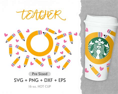 Oz Teacher Hot Cup Svg Full Wrap Svg Teacher Life Pre Etsy