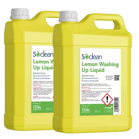 Soclean Washing Up Liquid Lemon 5 Litre 2 Pack Gompels Care