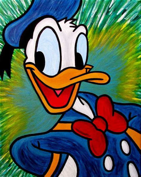 A Painting Of Donald The Duck Wearing A Blue Hat