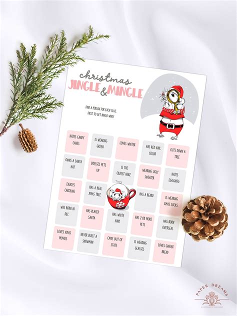 Jingle Mingle Bingo Find The Guest Christmas Mingle Bingo Find The