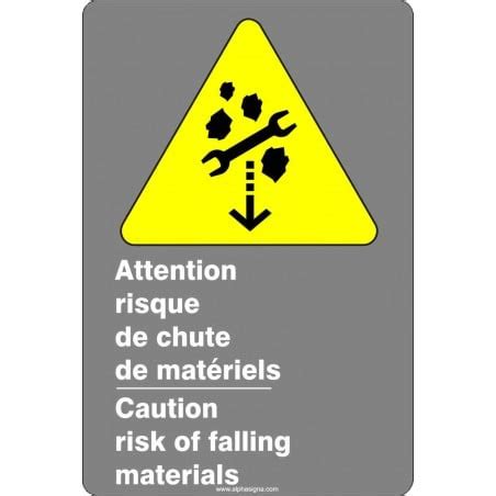 Affiche de sécurité aux normes CSA bilingue Attention risque de chute