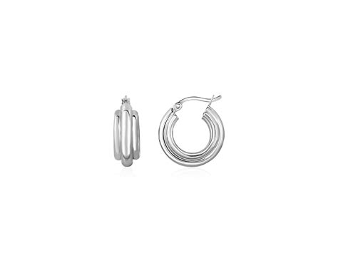 Three Row Graduated Round Hoop Earrings In Sterling Silver Richard Cannon Jewelry