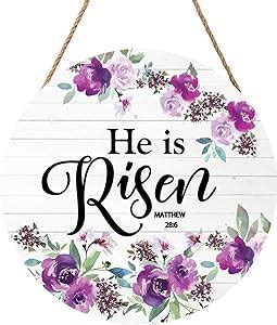 Amazon He Is Risen Door Sign Easter Floral Wreath Sign For Front