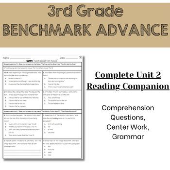 Benchmark Advance Rd Grade Unit Comprehension Worksheets Fl Edition