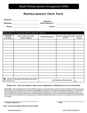 Fillable Online Reimbursement Claim Form Daveviccom Fax Email Print