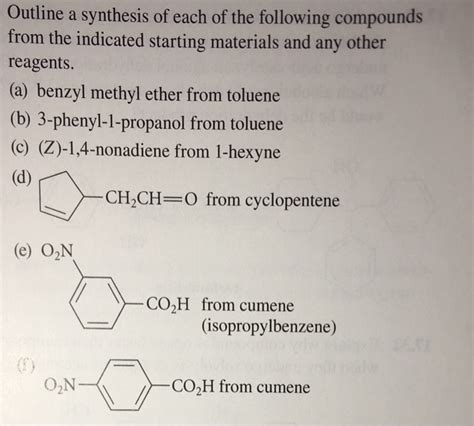 Solved Outline A Synthesis Of Each Of The Following Chegg