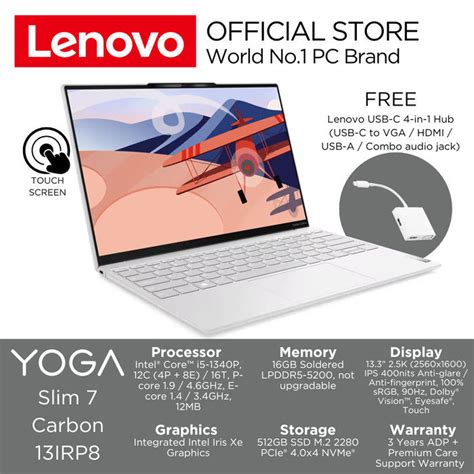 Lenovo Yoga Slim 7 Carbon 13irp8 Touch Evo Core I5 Gen13 16gb 512gbssd Lazada Indonesia