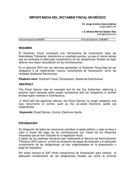 La Importancia Del Dictamen Fiscal En Mexico Dr Jorge Antonio Garc A